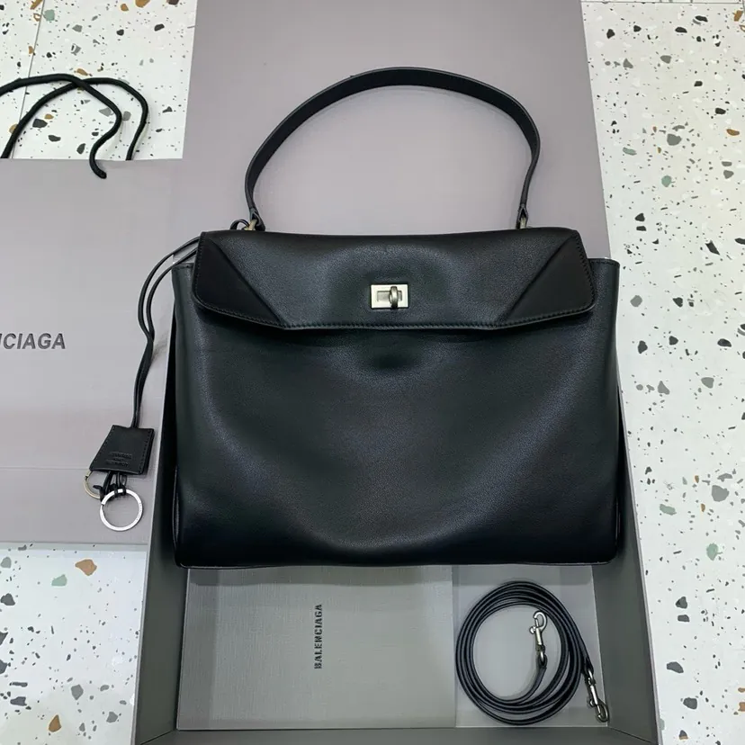 Baleenciaga Rodéo Bag Medium Black Silver Buckle