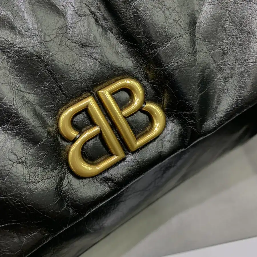 Baleenciaga Le Monaco Small Oil Wax Black Gold Bucket Bag