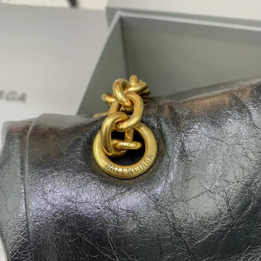 Baleenciaga Le Monaco Small Oil Wax Black Gold Bucket Bag