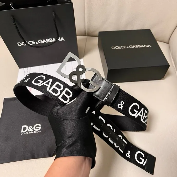 Dolce&Gabbana Soft Calfskin Belt with Dual Color Logo Buckle