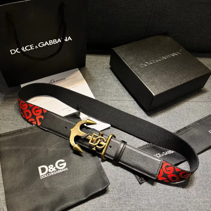 Dolce & Gabbana Embossed Calfskin Belt with Logo Clasp