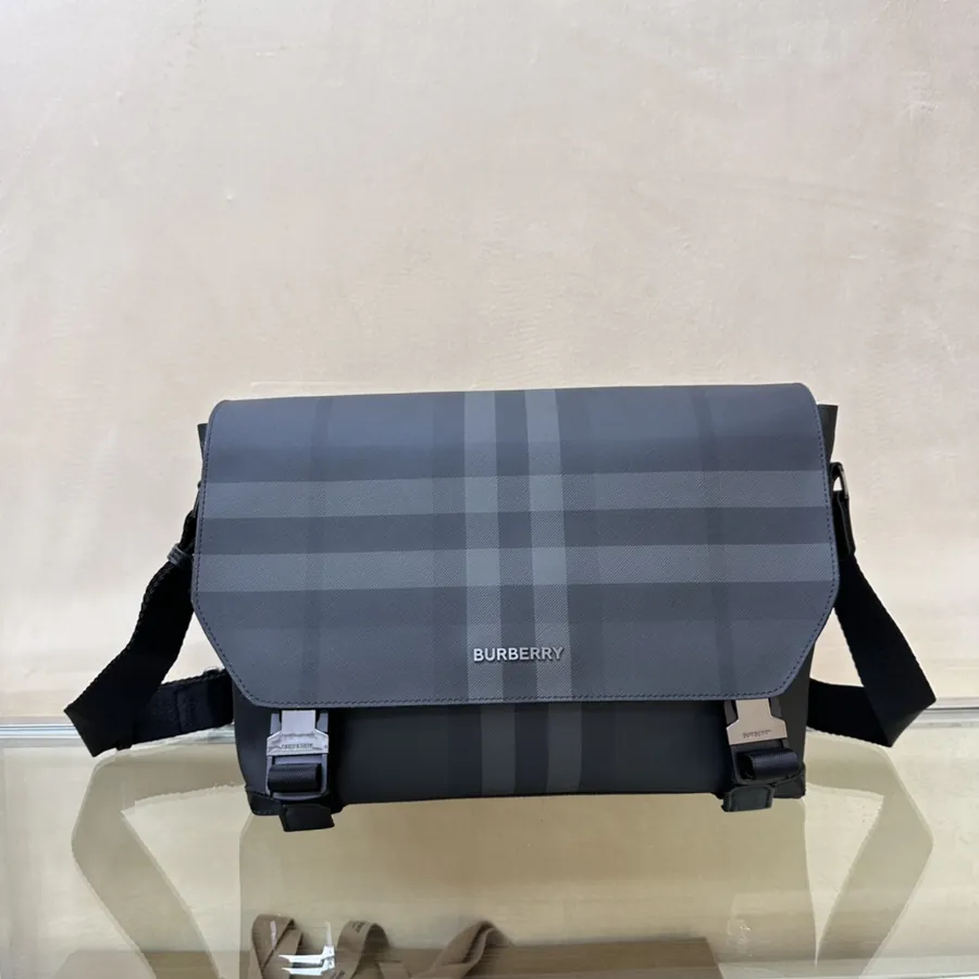 B Brand New Messenger Bag with Bold Pattern and Logo Embellishment