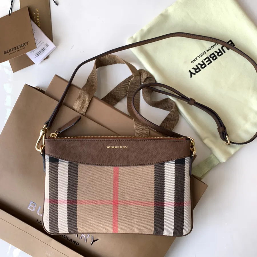 P330 House Checked Leather Tote