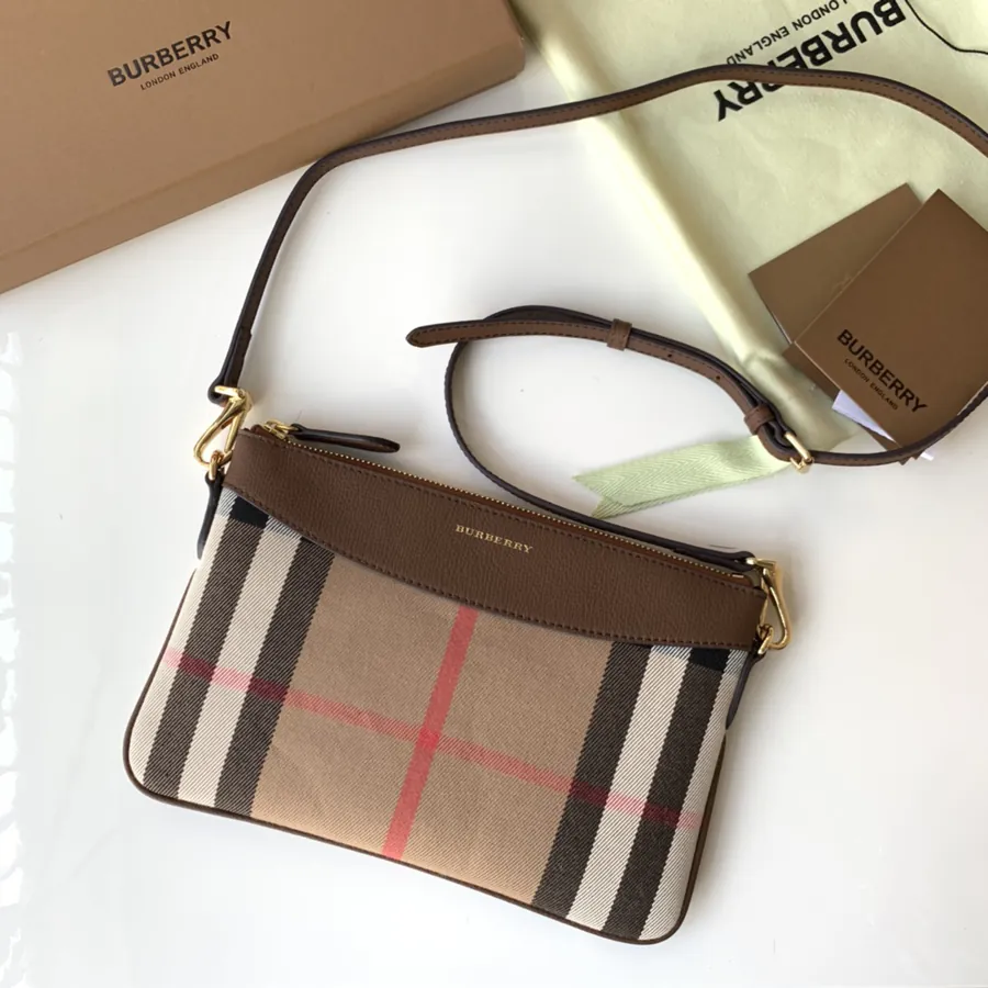 P330 House Checked Leather Tote