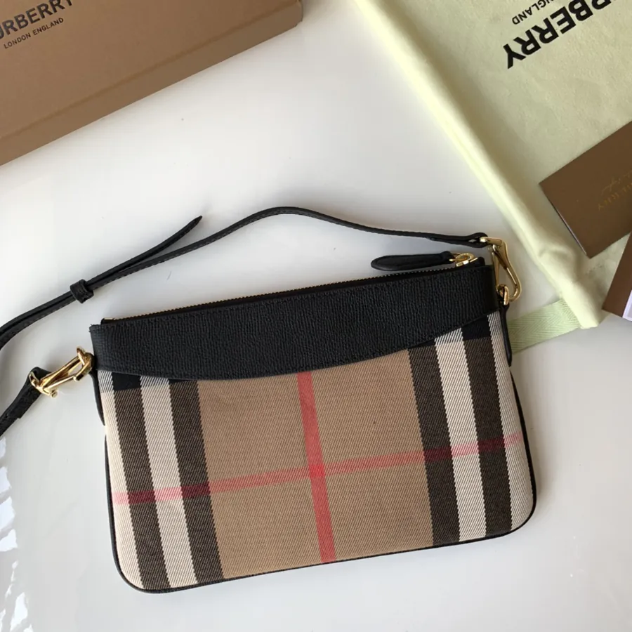 P330 House Check Pattern Leather Tote Bag