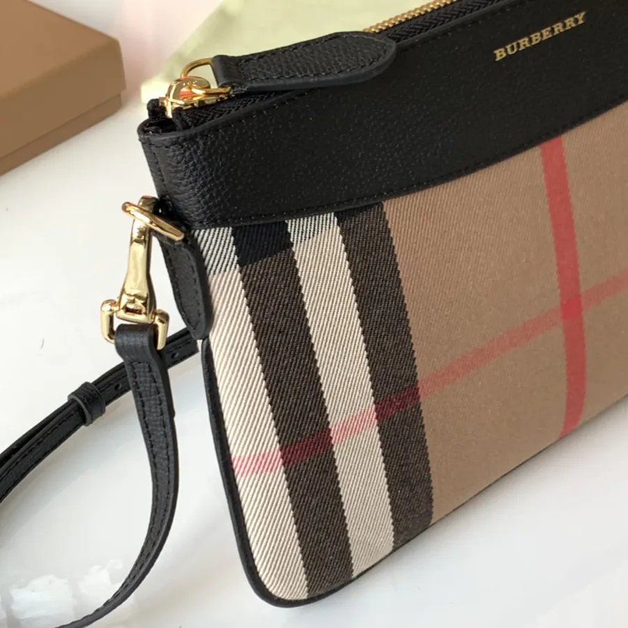 P330 House Check Pattern Leather Tote Bag