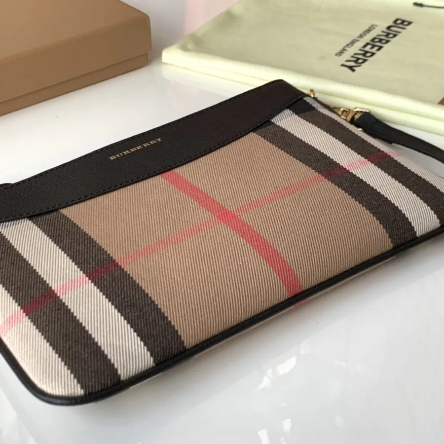 P330 House Check Pattern Leather Tote Bag