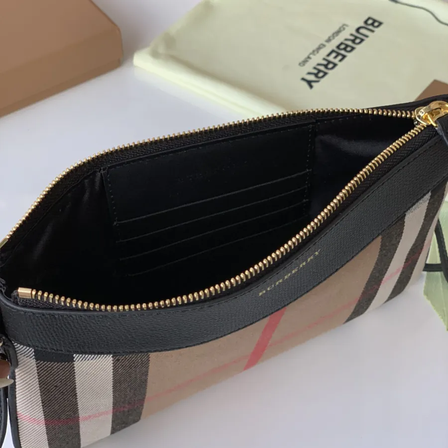 P330 House Check Pattern Leather Tote Bag