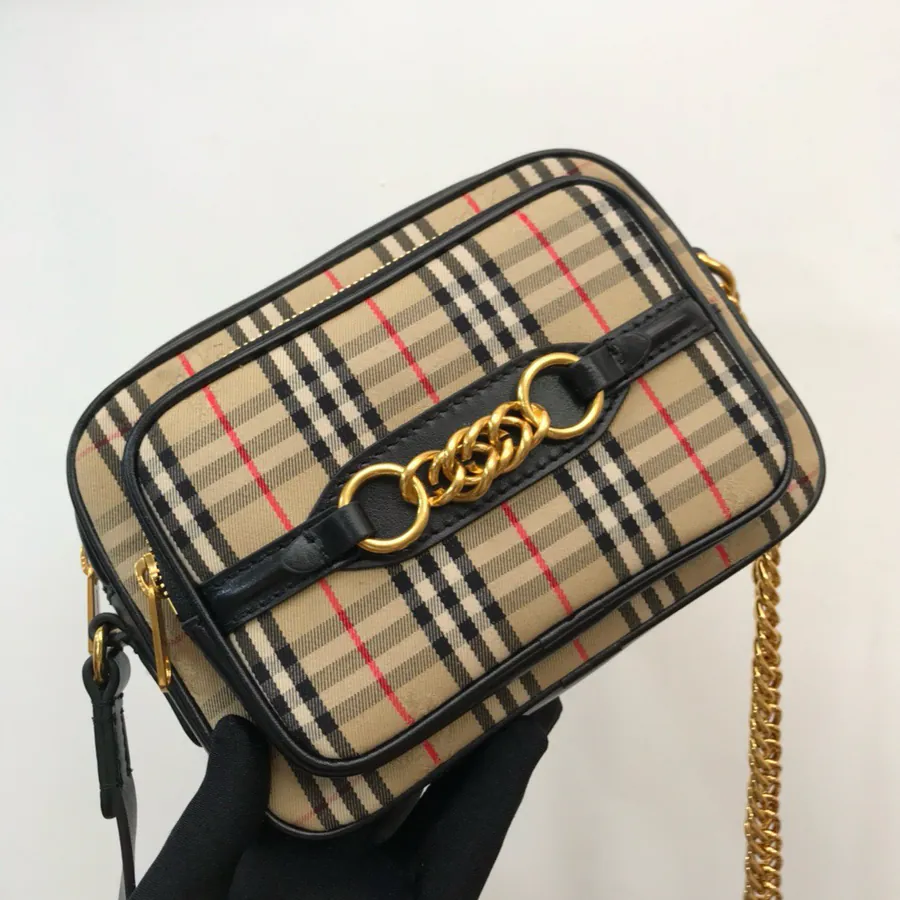 P500 B House 1983 Checkered Chain Camera Bag with Adjustable Strap