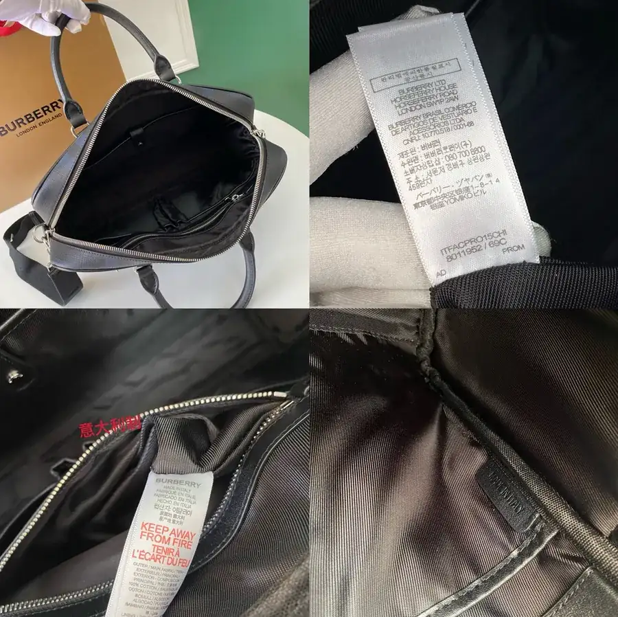 P600 London Check Briefcase with Leather Trim