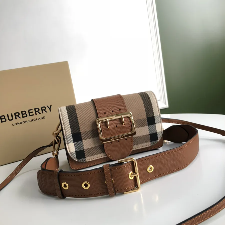 The Buckle Mini Bucket Bag Luxury Leather & House Check Pattern