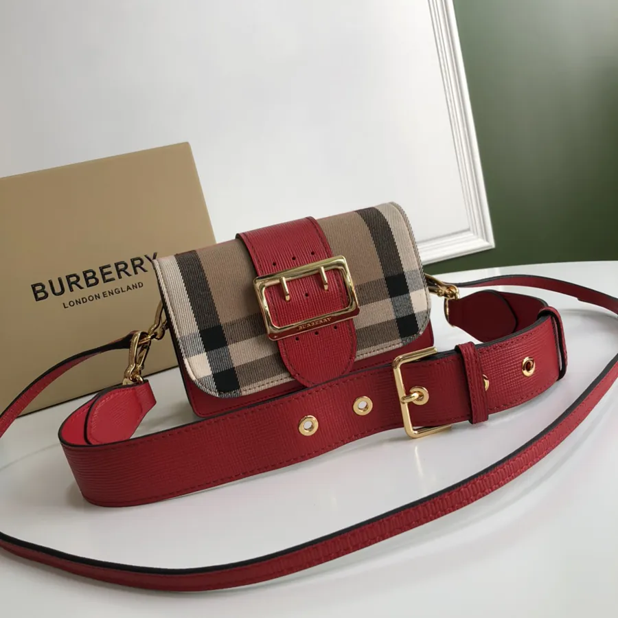 The Buckle Mini Bucket Bag Premium Leather with House Check Pattern