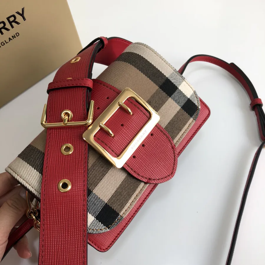 The Buckle Mini Bucket Bag Premium Leather with House Check Pattern
