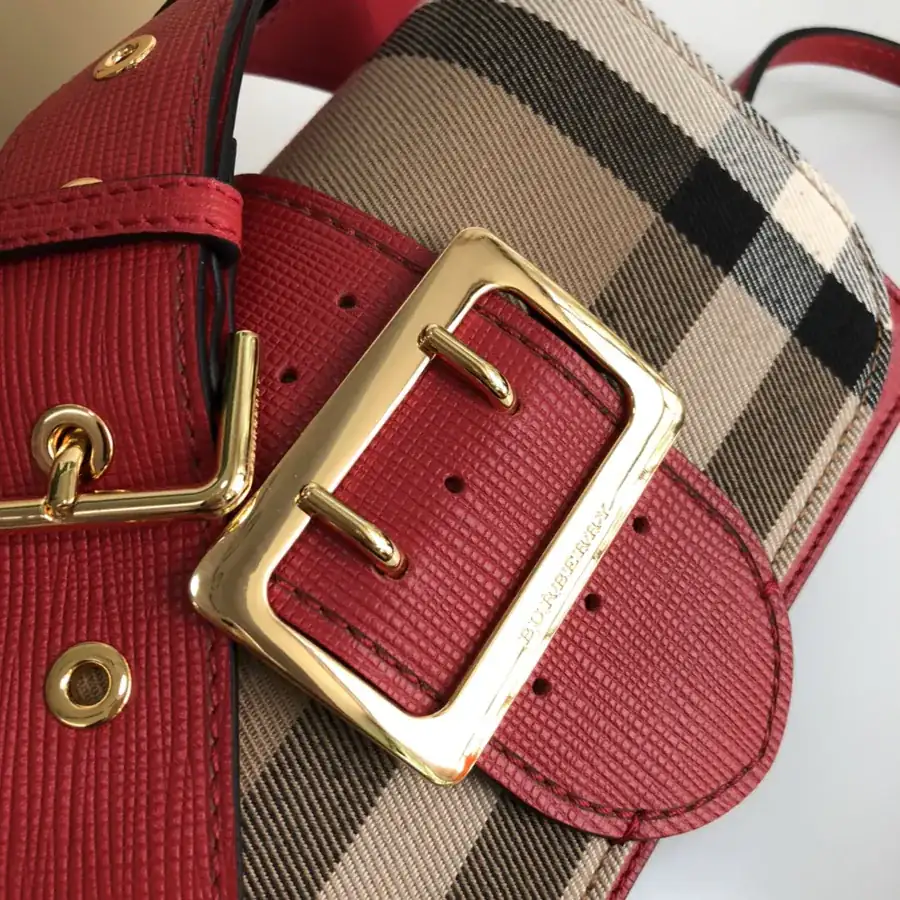 The Buckle Mini Bucket Bag Premium Leather with House Check Pattern