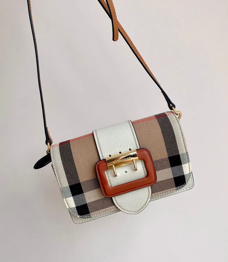 The Buckle Mini Bucket Bag Premium Leather with House Pattern
