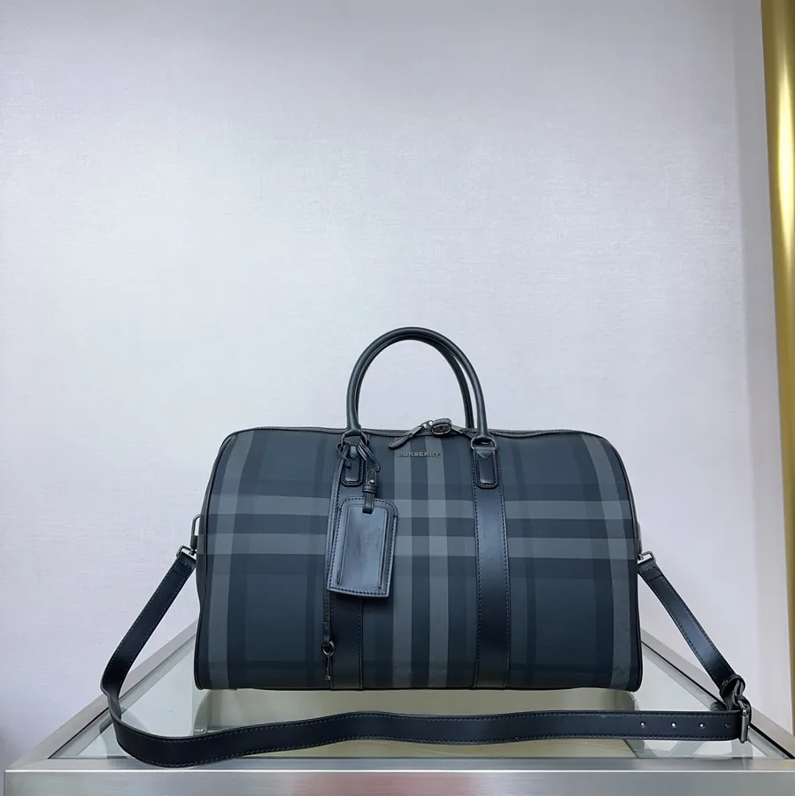 B Family Travel Bag with Grained Calfskin