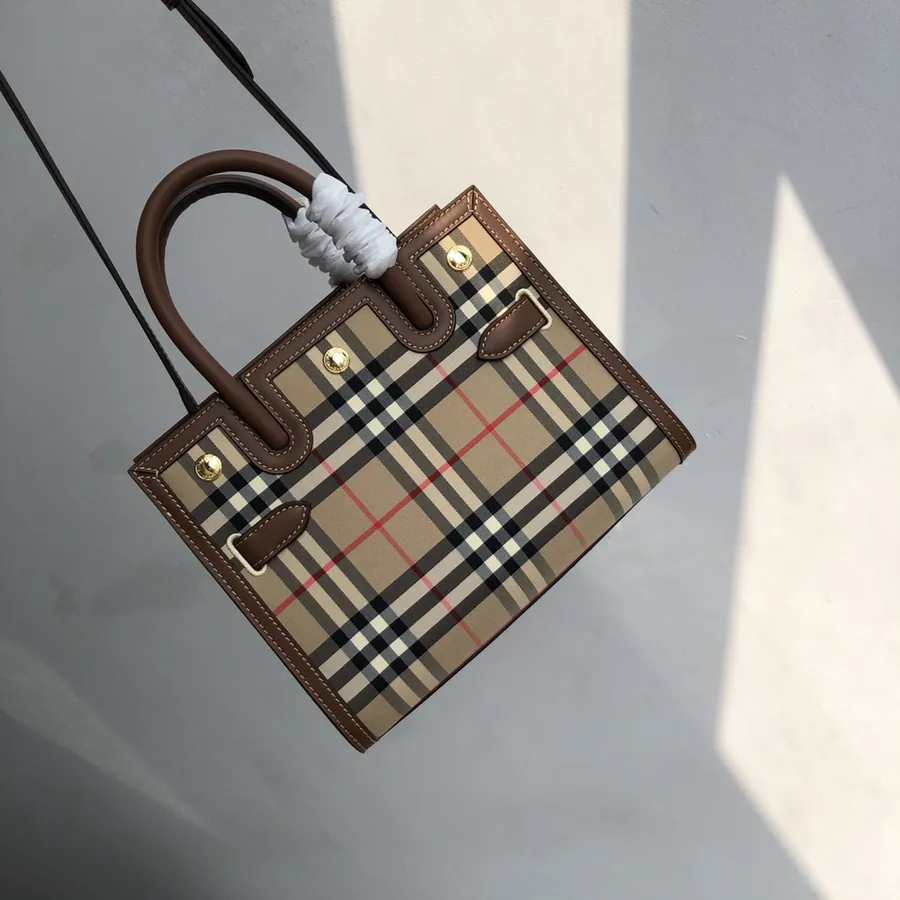 B House Vintage Check Double Handle Tote Bag