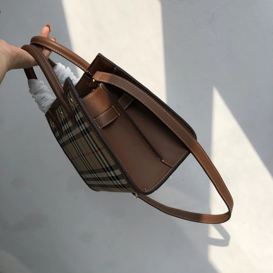 B House Vintage Check Double Handle Tote Bag