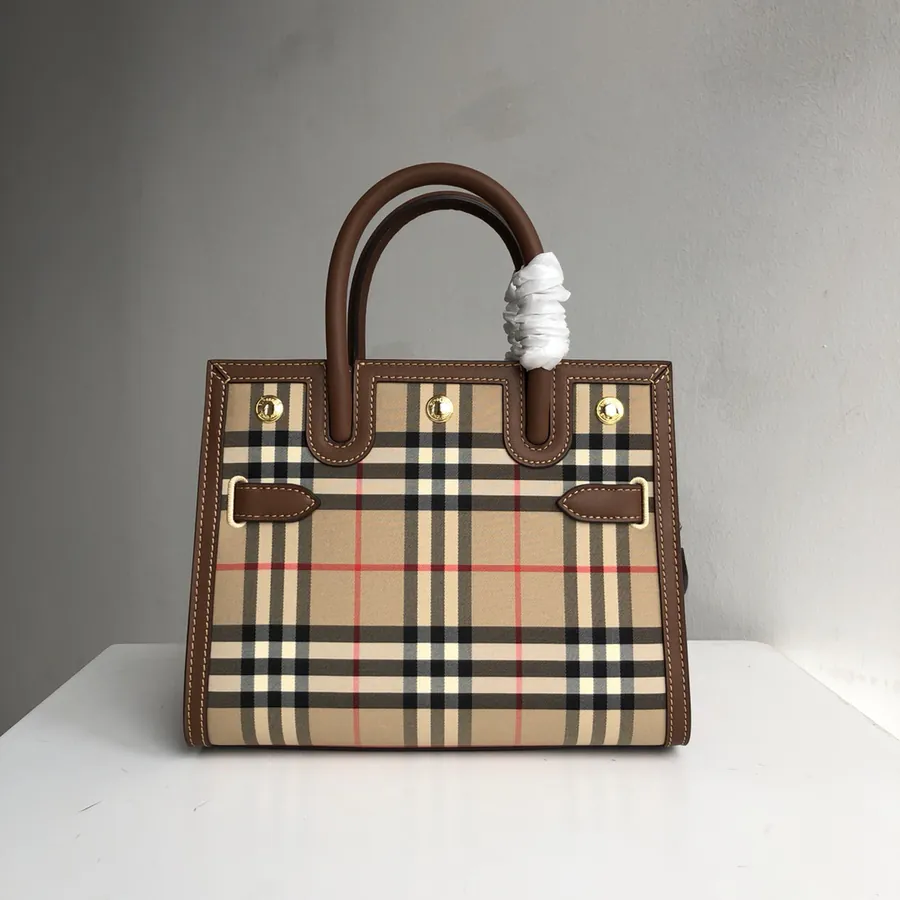 B House Vintage Check Double Handle Tote Bag