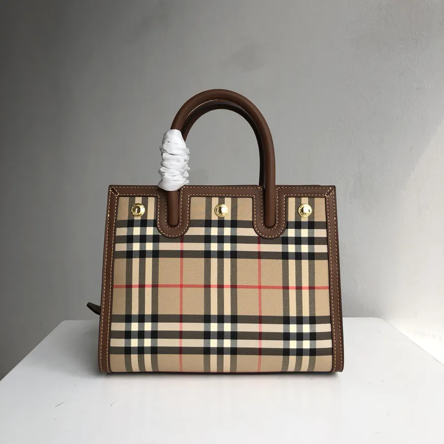 B House Vintage Check Double Handle Tote Bag