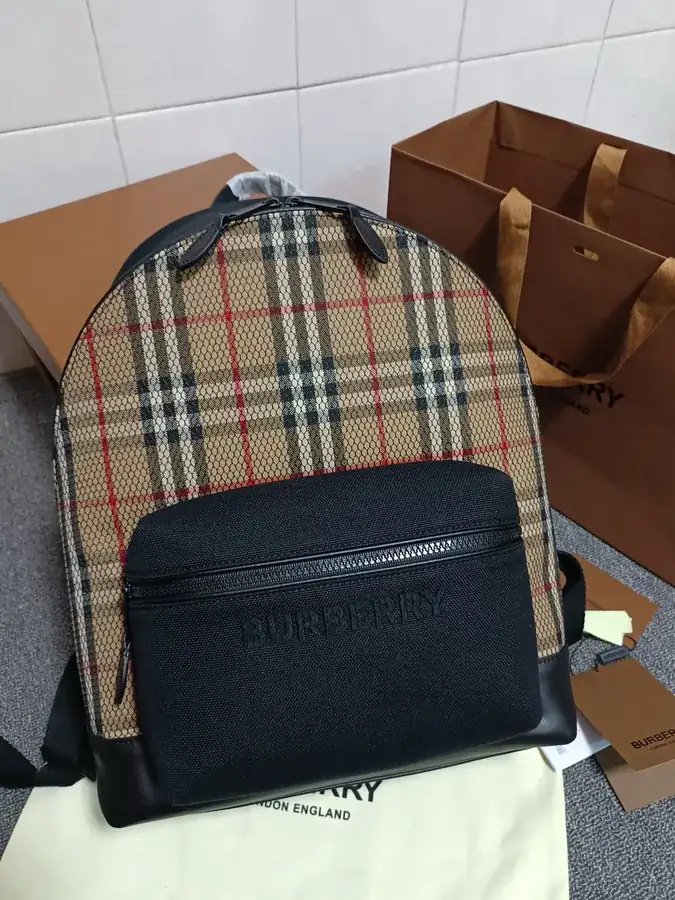 Burberry New Backpack with Tartan Cotton Fabric