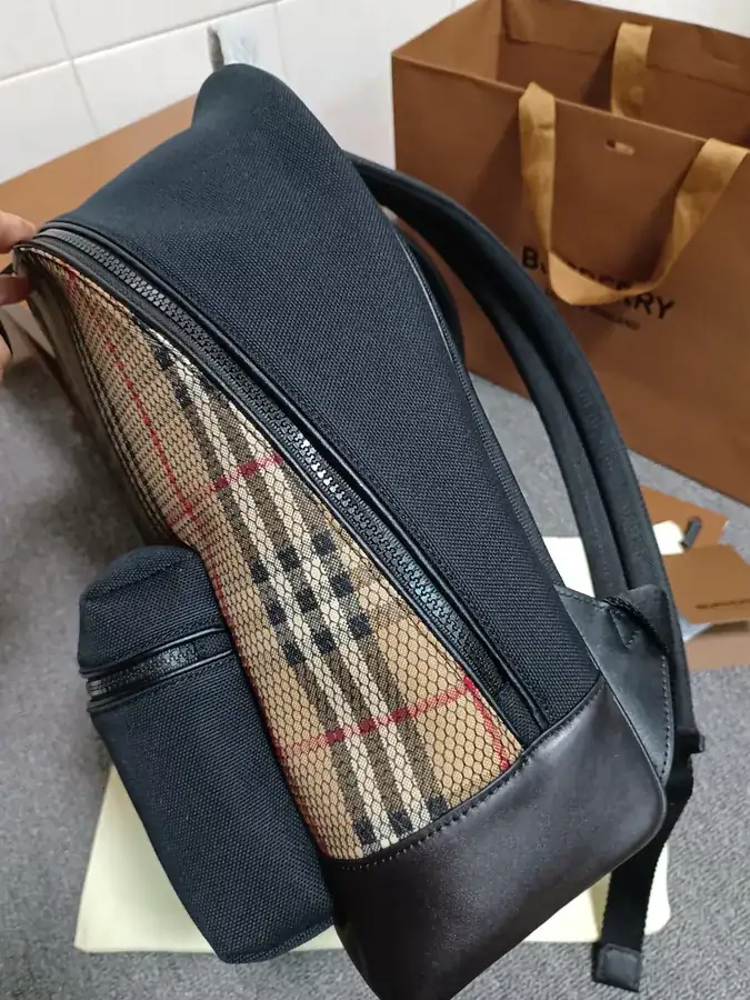 Burberry New Backpack with Tartan Cotton Fabric