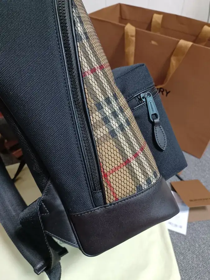 Burberry New Backpack with Tartan Cotton Fabric