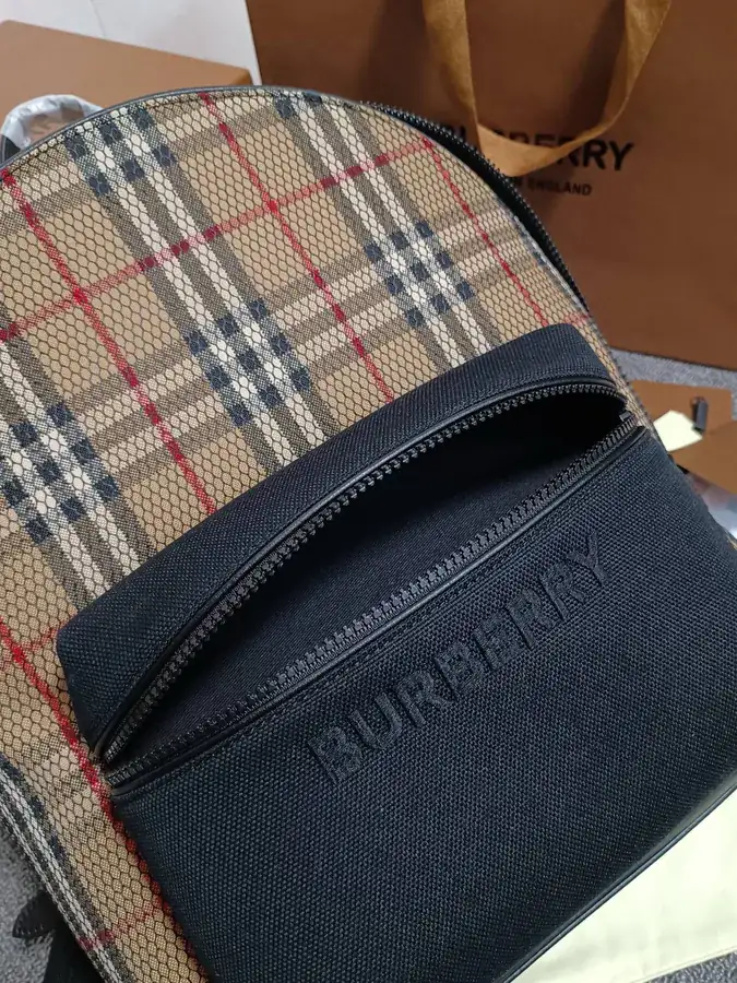 Burberry New Backpack with Tartan Cotton Fabric