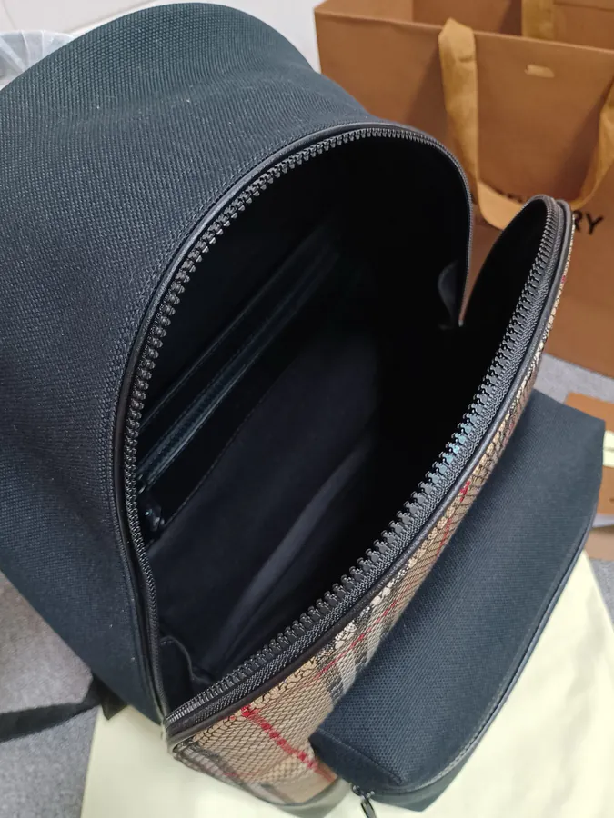 Burberry New Backpack with Tartan Cotton Fabric