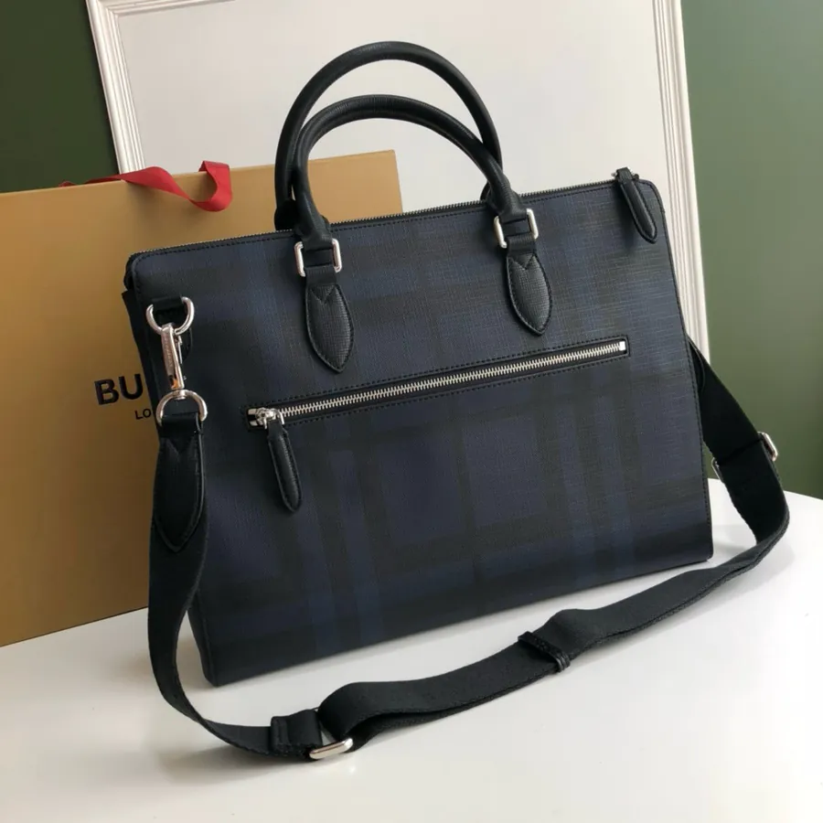 550 B Men's Briefcase Smoke Checkered
