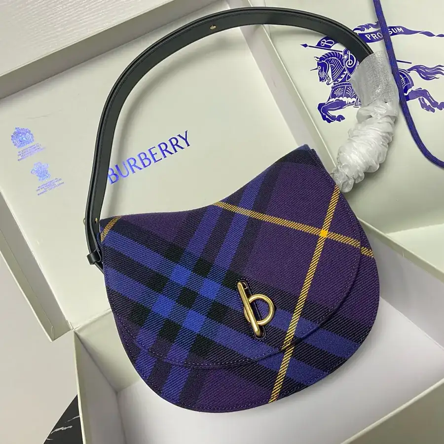 Burberry Grained Calfskin Tote with B Shape Closure