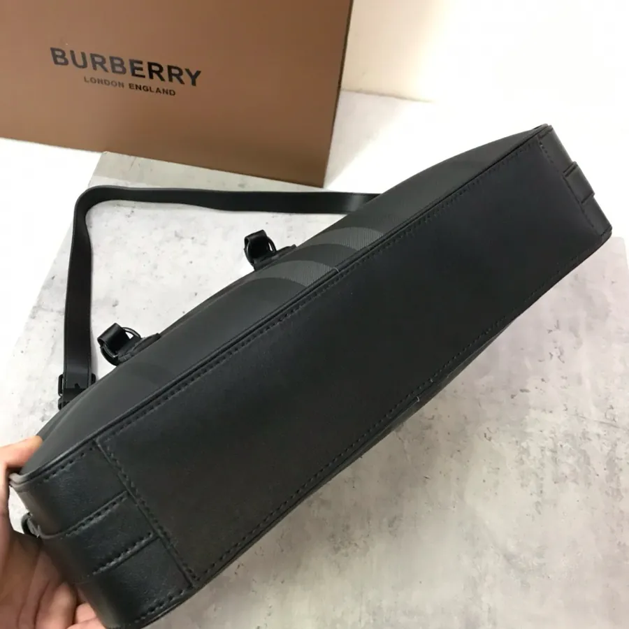 Burberry 550 Slim Briefcase with Grained Leather Handle