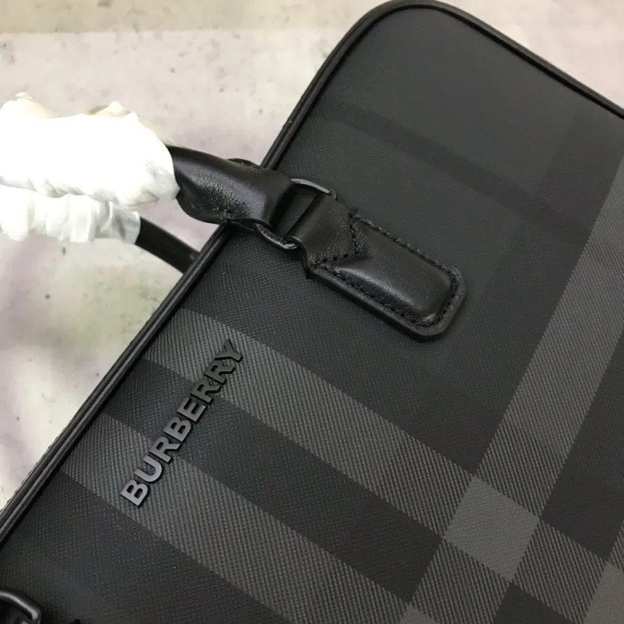 Burberry 550 Slim Briefcase with Grained Leather Handle
