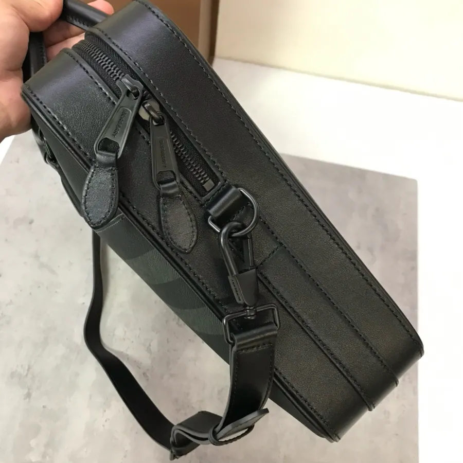 Burberry 550 Slim Briefcase with Grained Leather Handle