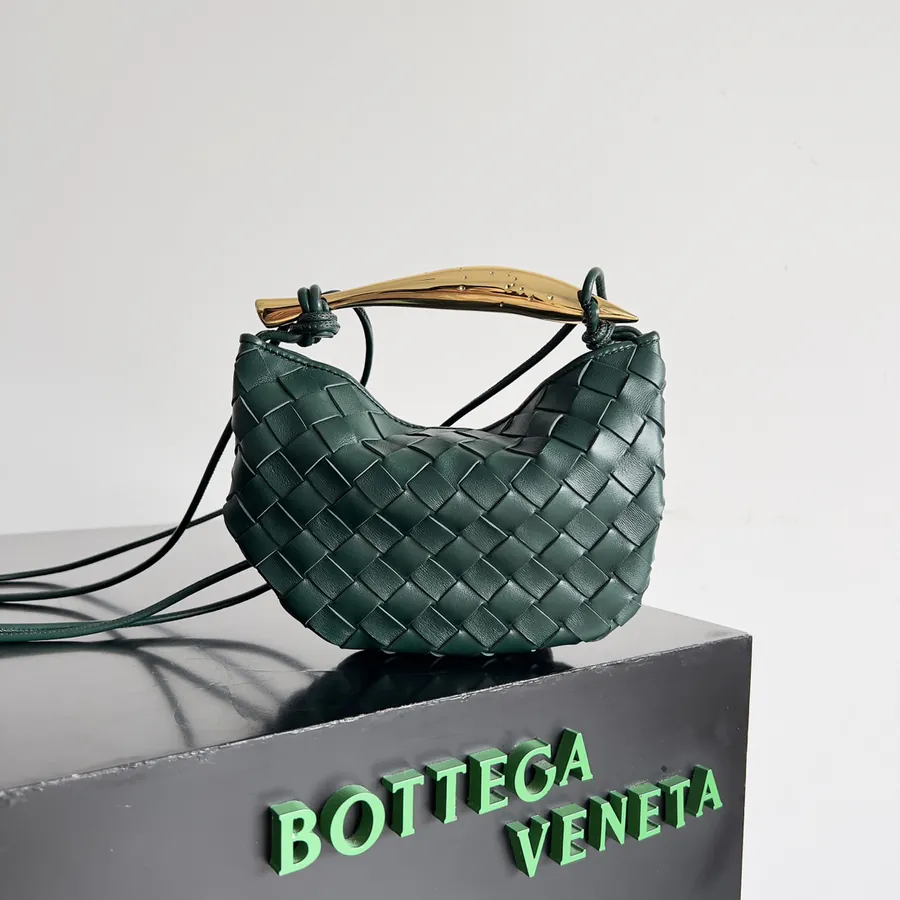 BV Mini Sardine Elegant Bucket Bag with Metallic Handles
