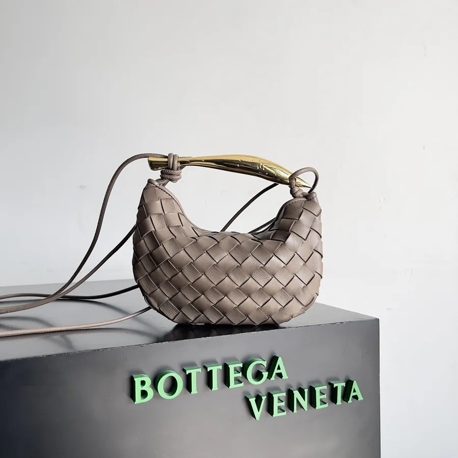 BV Mini Sardine Elegant Bucket Bag with Gold Hardware