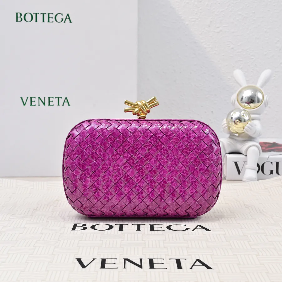 BV Knot Snake Skin Evening Bag