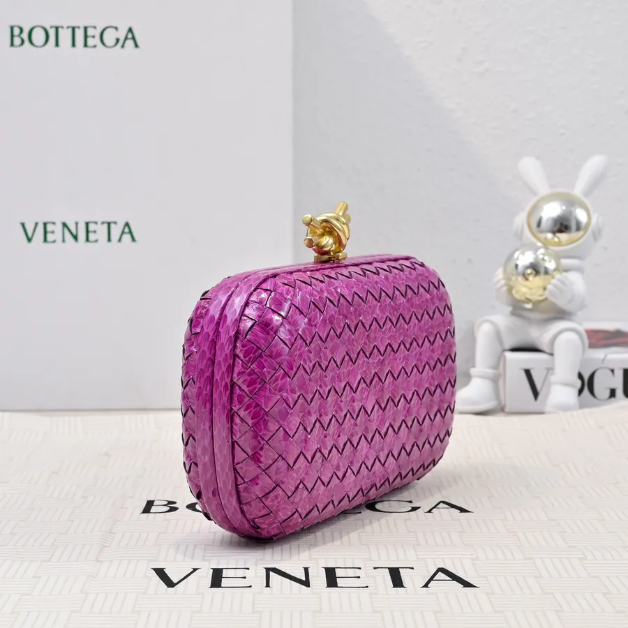 BV Knot Snake Skin Evening Bag
