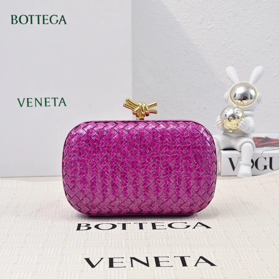 BV Knot Snake Skin Evening Bag