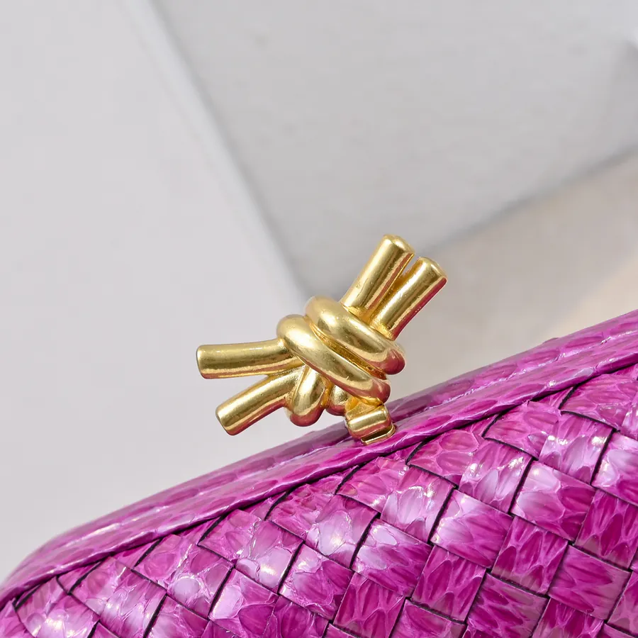BV Knot Snake Skin Evening Bag