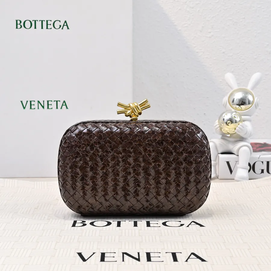 BV Knot Snake Skin Evening Bag