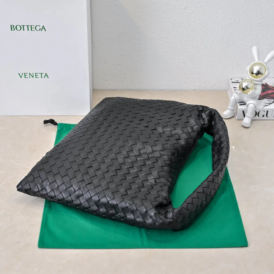 Bv New Medium HOP Bag with Grained Calfskin and Woven Handles