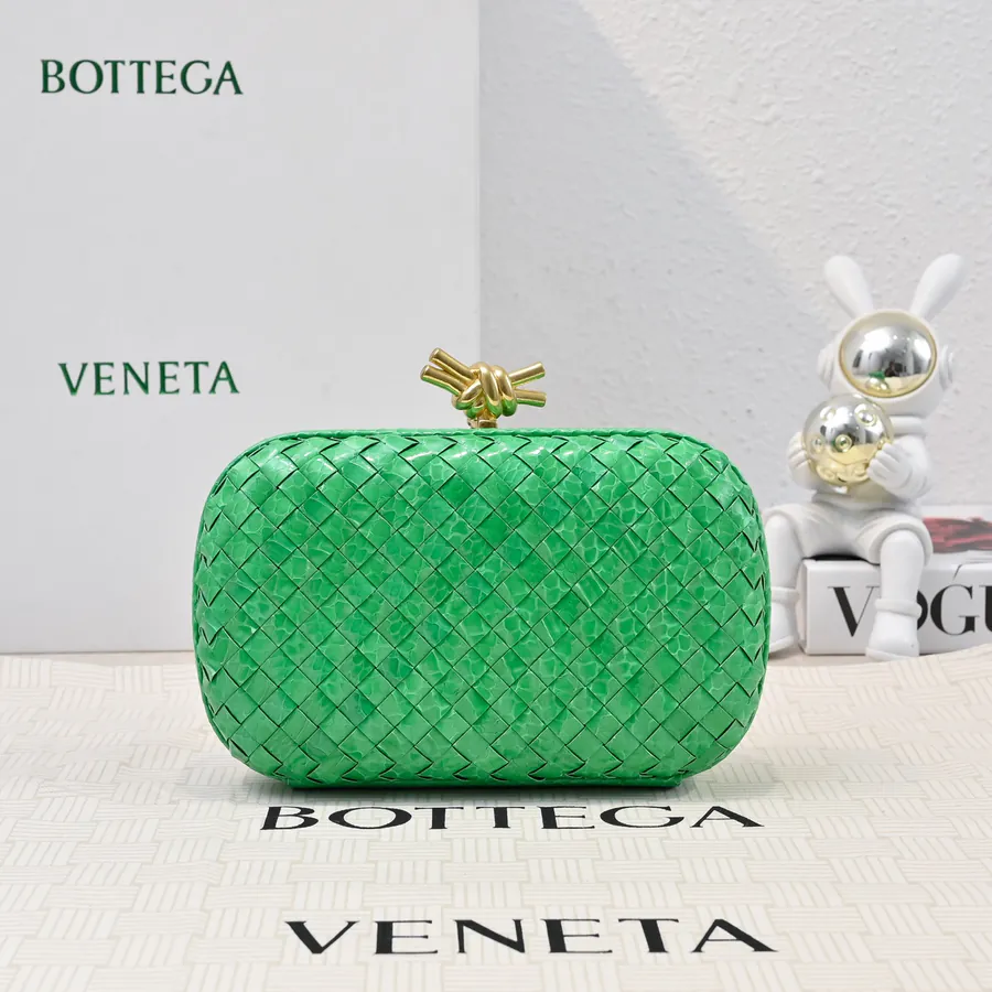 BV Knot Snake Skin Evening Bag