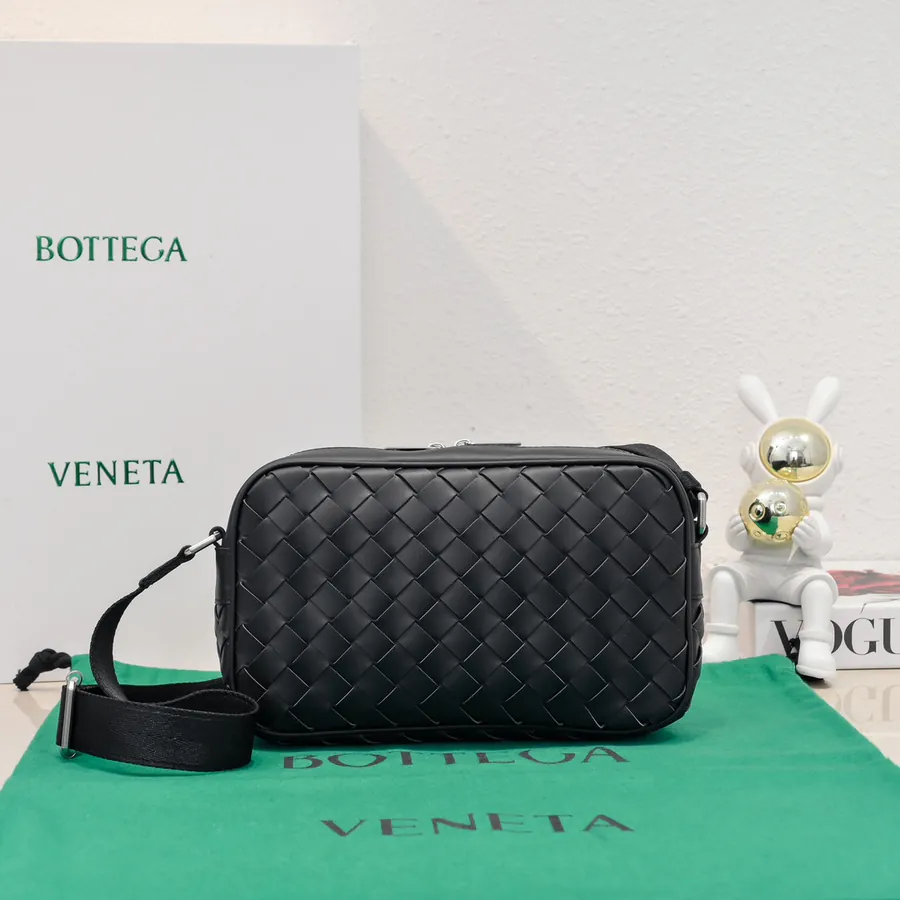 BV Intrecciato Web Leather Crossbody Bag