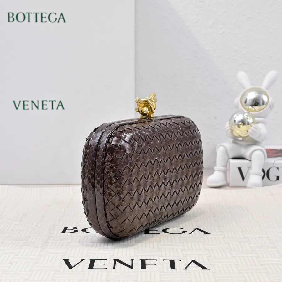 BV Knot Snake Skin Evening Bag