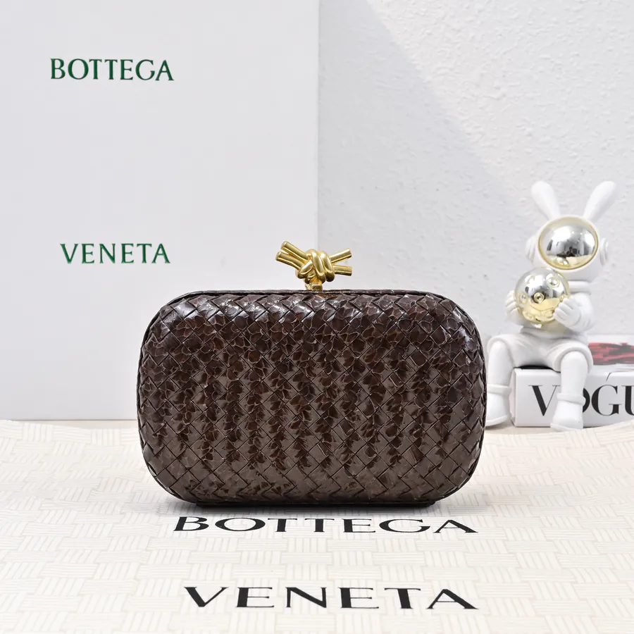 BV Knot Snake Skin Evening Bag
