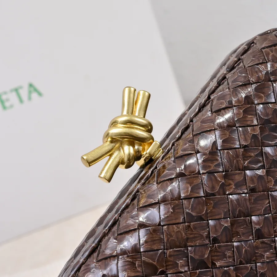 BV Knot Snake Skin Evening Bag
