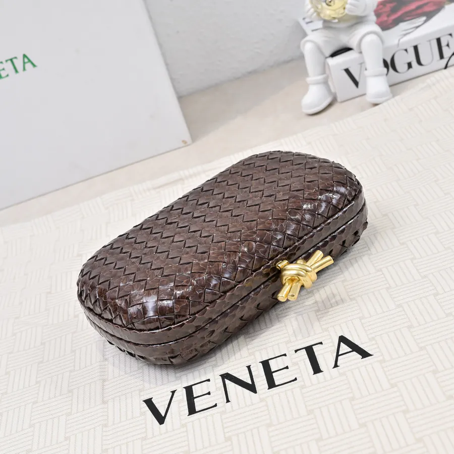 BV Knot Snake Skin Evening Bag