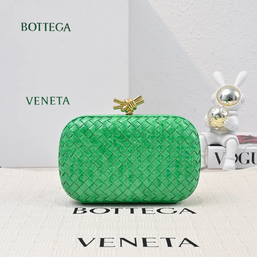 BV Knot Snake Skin Evening Bag