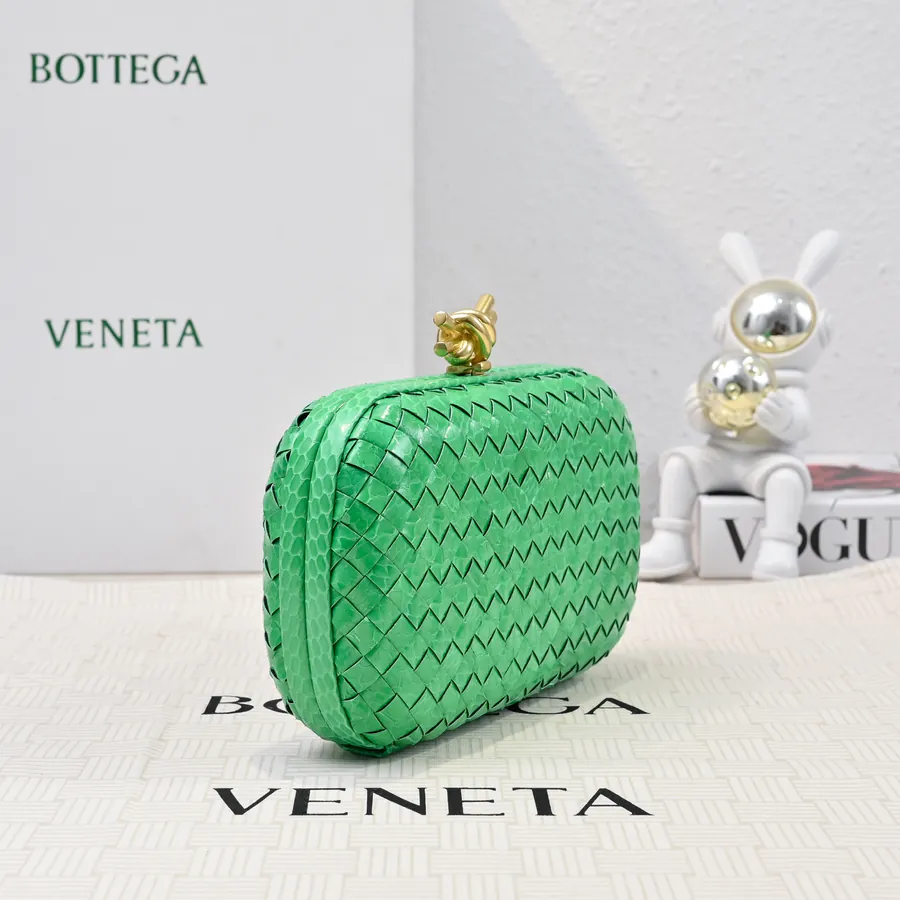 BV Knot Snake Skin Evening Bag